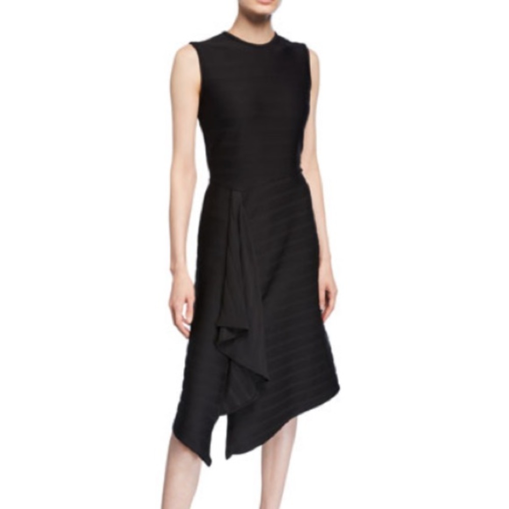 SHOSHANNA | NWT Black Sabina Ribbed Asymmetric Midi Dress